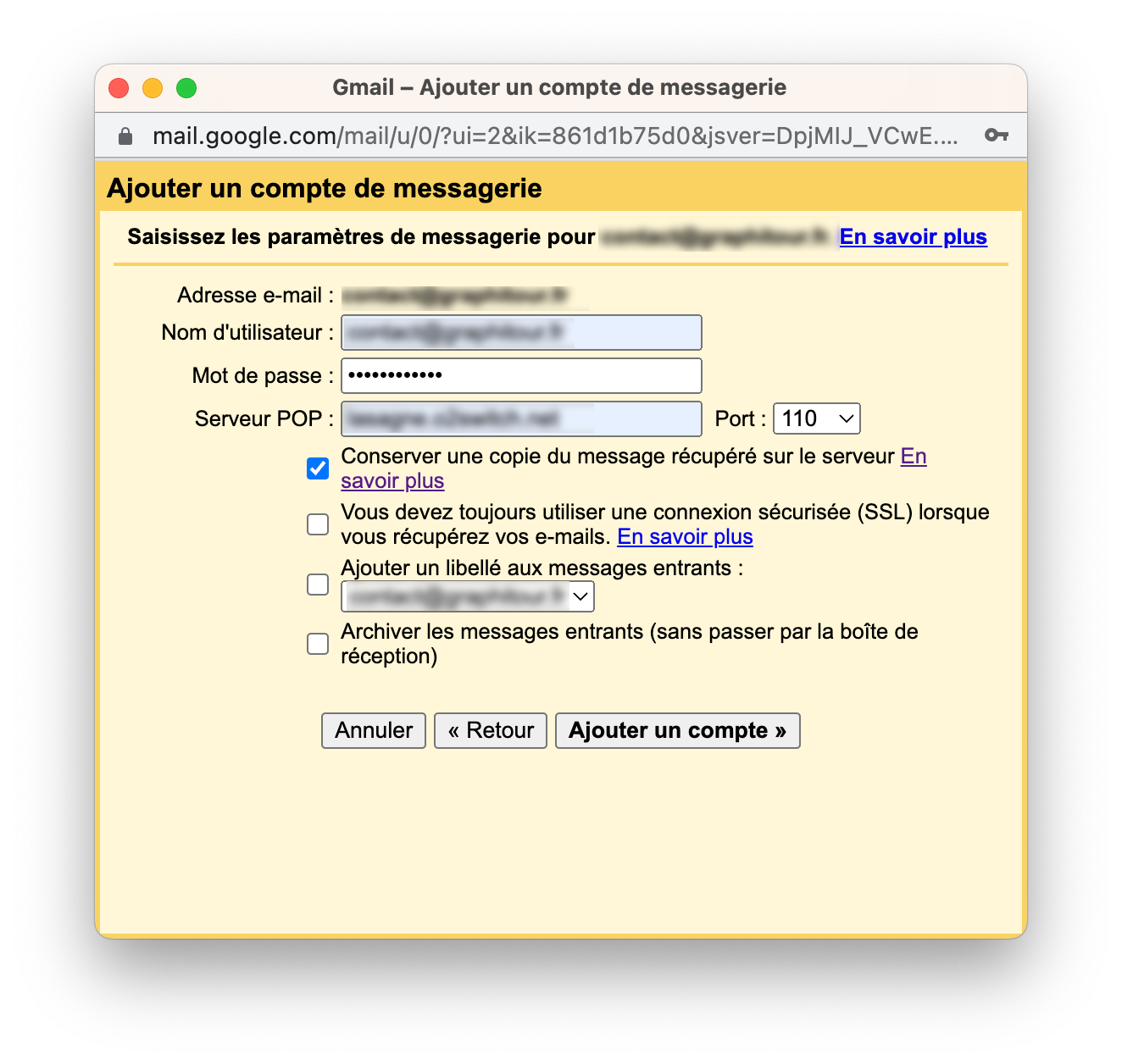 Ajouter un compte de messagerie Gmail